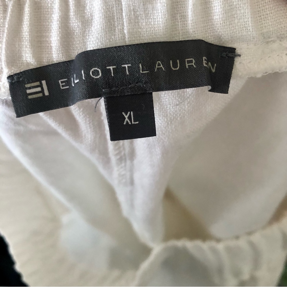 White Linen Pants Elliott Lauren with Pockets! XL NWOT - Picture 7 of 9